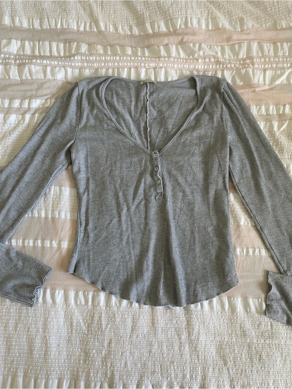 Free People Long-Sleeve Henley Top Size Medium